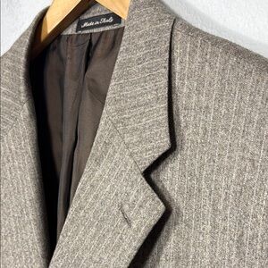 Faconnable Men's Striped 100% Wool‎ Light Grey Blazer